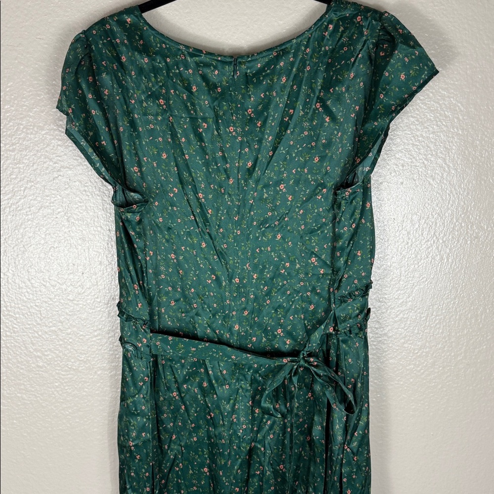 Reformation Kaye Silk Green Corriander Floral Midi Dress - Picture 8 of 10